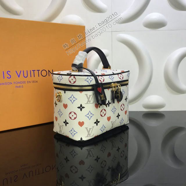 路易威登LV化妝包 M45163白彩撲克系列 VANITY中號手袋 lv新款手提化妝包 lv鏈條斜挎包  ydh3776